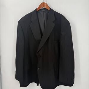 Haggar Men's 2-Button Pinstripe Blazer Jacket Black 54S Short Lined Suit Coat
